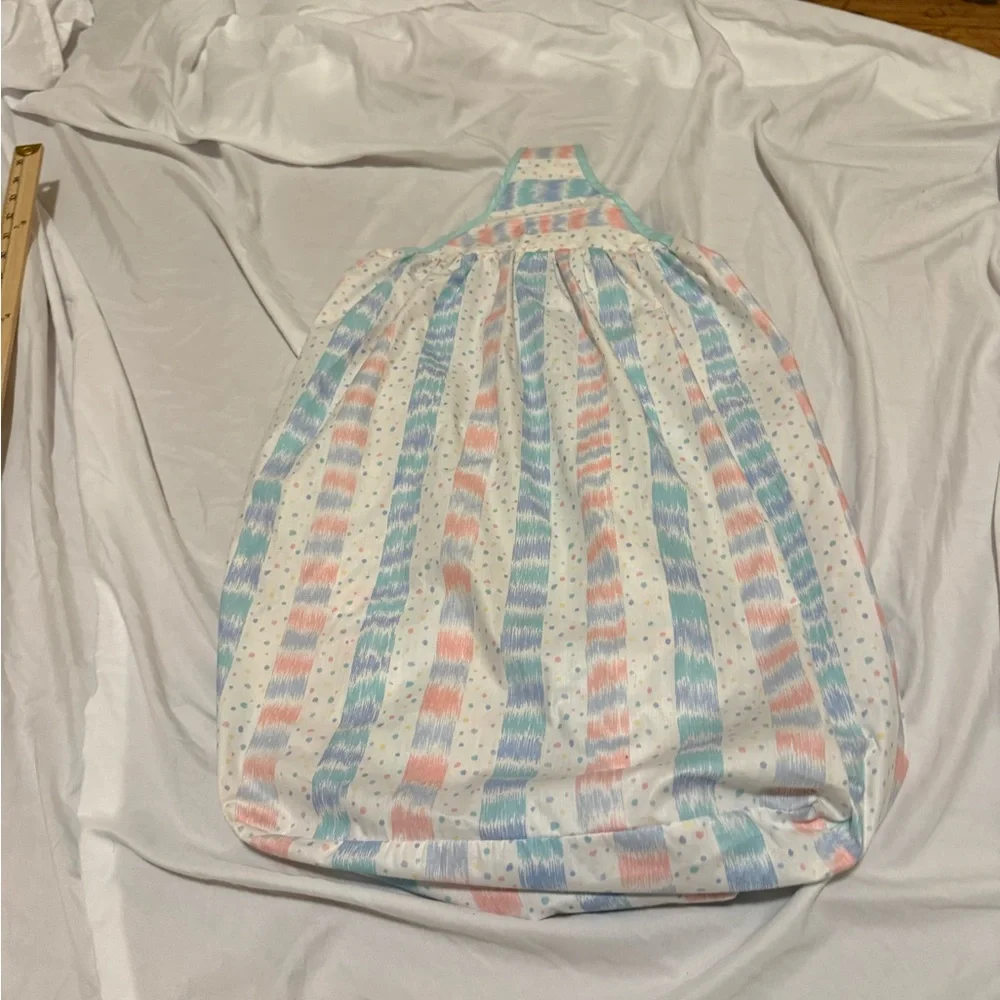 Vtg Fabric Diaper Stacker | Pastel Nursery Storage | Ruffled Hanging Organizer